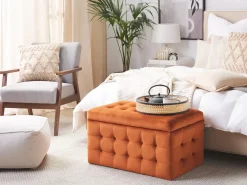 Discount Beliani Ottomano contenitore MICHIGAN Velluto Arancione