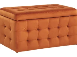 Discount Beliani Ottomano contenitore MICHIGAN Velluto Arancione