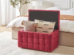 Discount Beliani Ottomano contenitore MICHIGAN Tessuto Rosso
