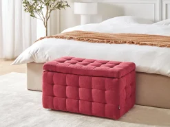 Discount Beliani Ottomano contenitore MICHIGAN Tessuto Rosso