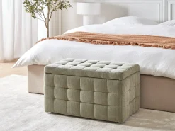 Outlet Beliani Ottomano contenitore MICHIGAN Tessuto oliva Verde