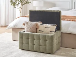 Outlet Beliani Ottomano contenitore MICHIGAN Tessuto oliva Verde