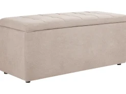 Clearance Beliani Ottomano contenitore OREM Tessuto Beige Beige Nero