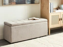 Clearance Beliani Ottomano contenitore OREM Tessuto Beige Beige Nero