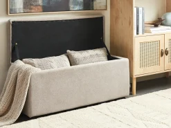 Clearance Beliani Ottomano contenitore OREM Tessuto Beige Beige Nero