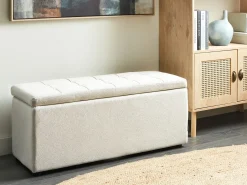 Sale Beliani Ottomano contenitore OREM Tessuto Bianco sporco Bianco Nero