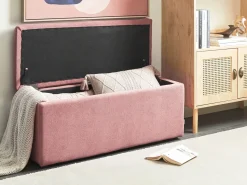 Beliani Ottomano contenitore OREM Tessuto Rosa Rosa Nero