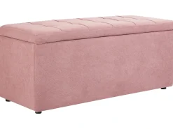 Beliani Ottomano contenitore OREM Tessuto Rosa Rosa Nero