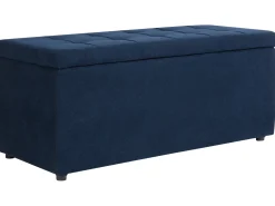 Outlet Beliani Ottomano contenitore OREM Tessuto Blu marino Blu Nero