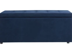 Outlet Beliani Ottomano contenitore OREM Tessuto Blu marino Blu Nero