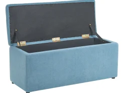 Clearance Beliani Ottomano contenitore OREM Tessuto 100 cm 40 cm Blu Blu Nero