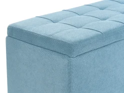 Clearance Beliani Ottomano contenitore OREM Tessuto 100 cm 40 cm Blu Blu Nero