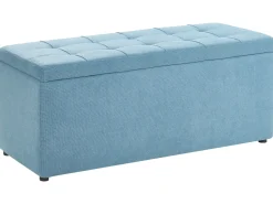 Clearance Beliani Ottomano contenitore OREM Tessuto 100 cm 40 cm Blu Blu Nero