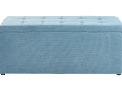 Clearance Beliani Ottomano contenitore OREM Tessuto 100 cm 40 cm Blu Blu Nero