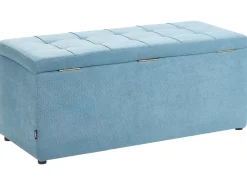 Clearance Beliani Ottomano contenitore OREM Tessuto 100 cm 40 cm Blu Blu Nero
