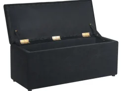 New Beliani Ottomano contenitore OREM Tessuto 100 cm 40 cm Nero