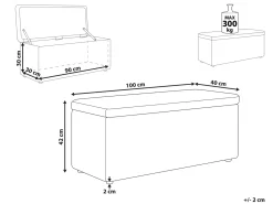 New Beliani Ottomano contenitore OREM Tessuto 100 cm 40 cm Nero
