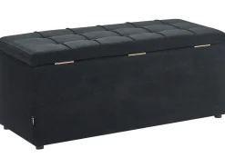 New Beliani Ottomano contenitore OREM Tessuto 100 cm 40 cm Nero