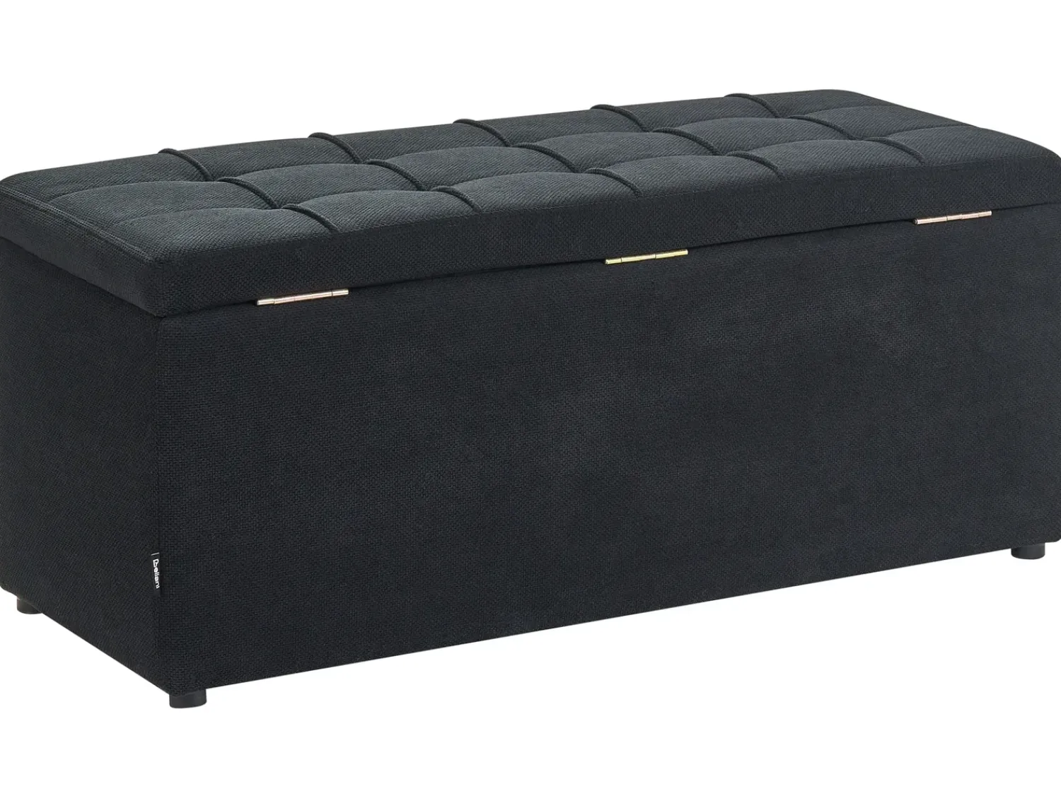 New Beliani Ottomano contenitore OREM Tessuto 100 cm 40 cm Nero