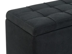 New Beliani Ottomano contenitore OREM Tessuto 100 cm 40 cm Nero