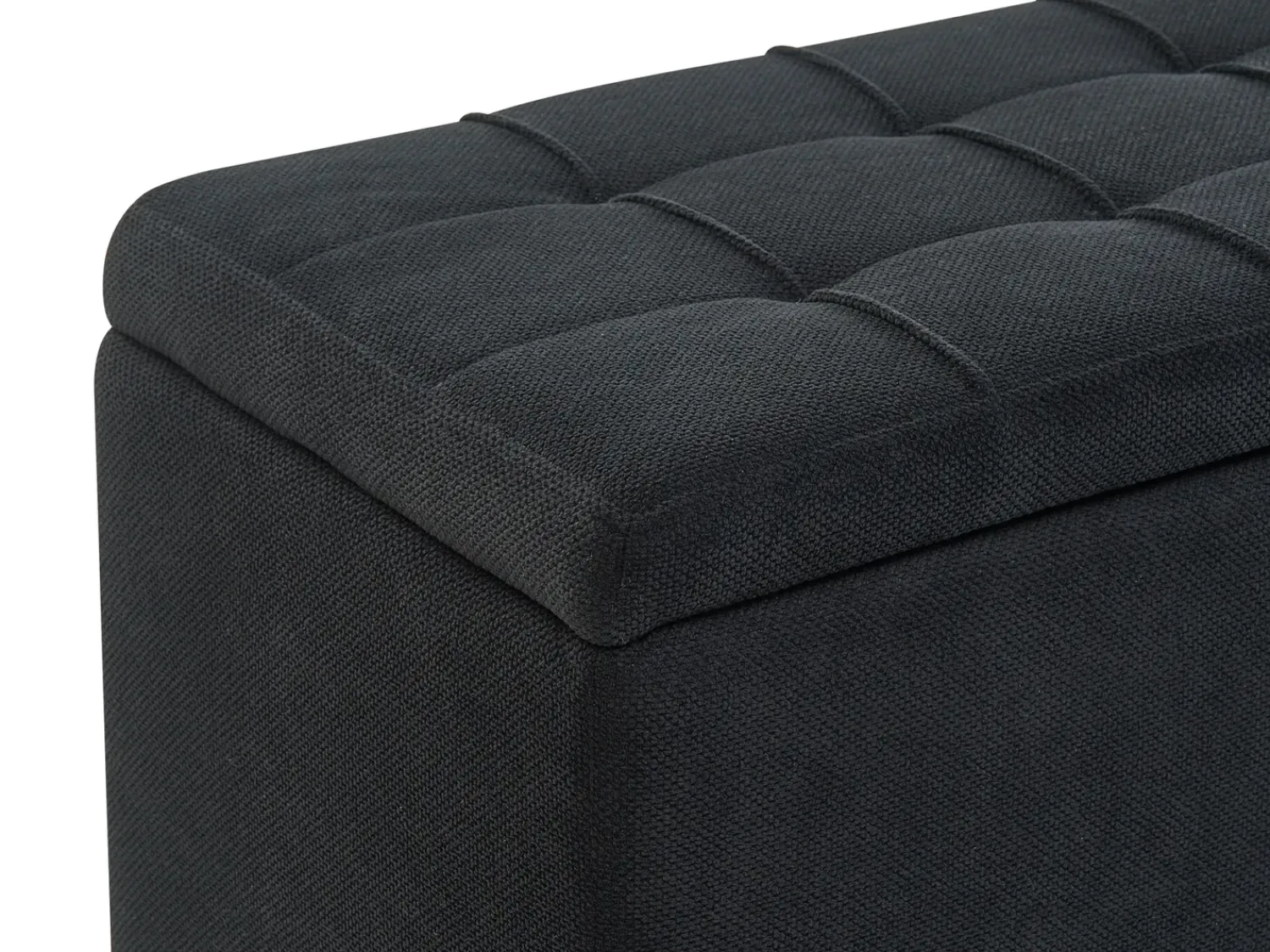 New Beliani Ottomano contenitore OREM Tessuto 100 cm 40 cm Nero