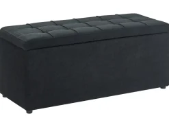 New Beliani Ottomano contenitore OREM Tessuto 100 cm 40 cm Nero