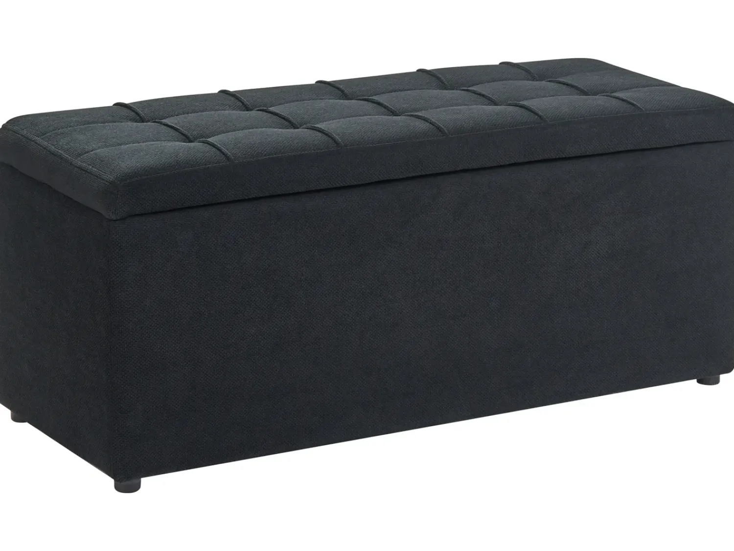 New Beliani Ottomano contenitore OREM Tessuto 100 cm 40 cm Nero