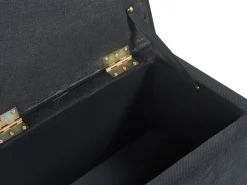 New Beliani Ottomano contenitore OREM Tessuto 100 cm 40 cm Nero