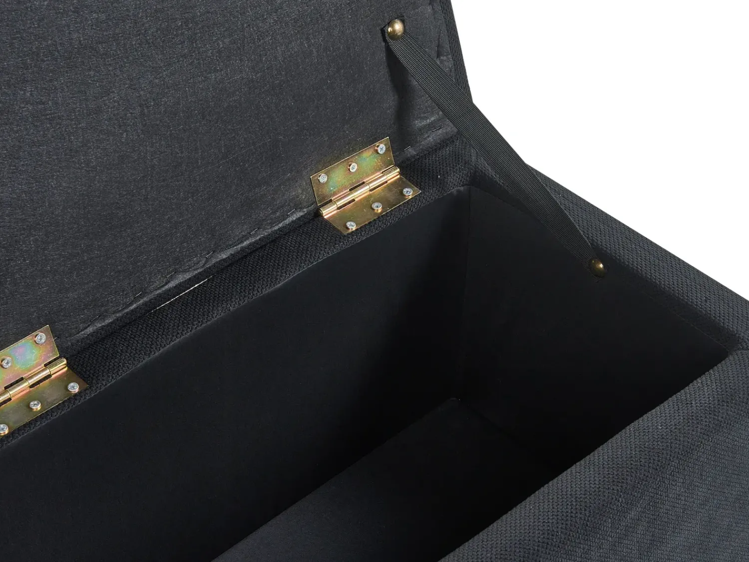 New Beliani Ottomano contenitore OREM Tessuto 100 cm 40 cm Nero