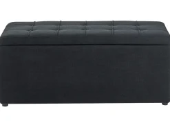 New Beliani Ottomano contenitore OREM Tessuto 100 cm 40 cm Nero