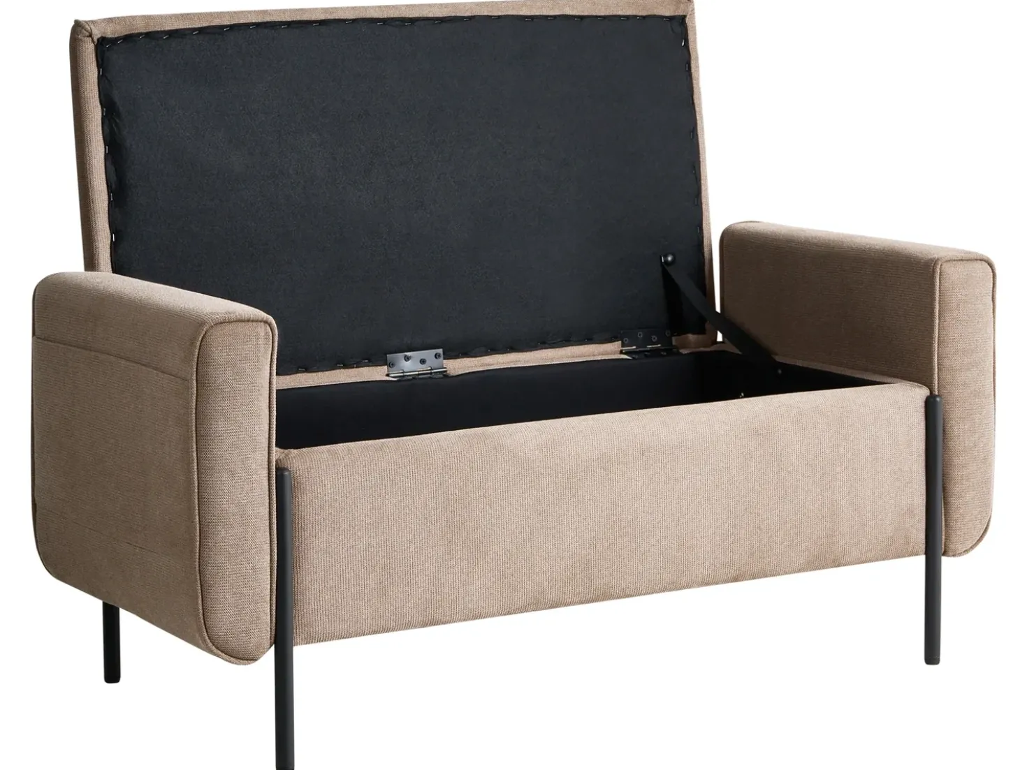 Panca contenitore imbottita LEWES Tessuto Beige