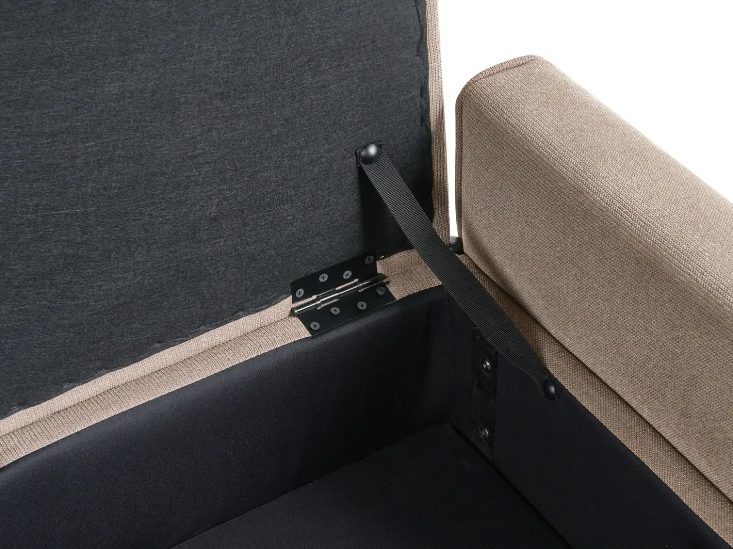 Panca contenitore imbottita LEWES Tessuto Beige