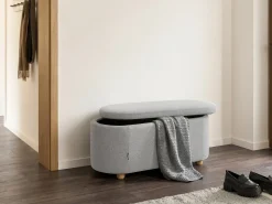 Best Beliani Panca contenitore imbottita HAYWARD Tessuto Grigio chiaro Marrone Grigio