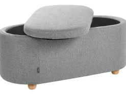Best Beliani Panca contenitore imbottita HAYWARD Tessuto Grigio chiaro Marrone Grigio