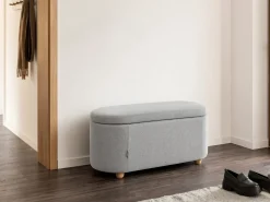 Best Beliani Panca contenitore imbottita HAYWARD Tessuto Grigio chiaro Marrone Grigio