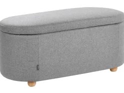 Best Beliani Panca contenitore imbottita HAYWARD Tessuto Grigio chiaro Marrone Grigio