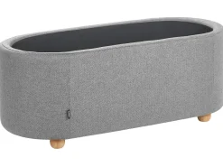 Best Beliani Panca contenitore imbottita HAYWARD Tessuto Grigio chiaro Marrone Grigio