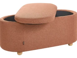 Beliani Panca contenitore imbottita HAYWARD Tessuto 98 cm 44 cm dorato Marrone