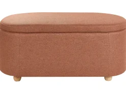 Beliani Panca contenitore imbottita HAYWARD Tessuto 98 cm 44 cm dorato Marrone
