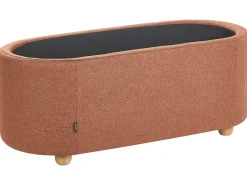 Beliani Panca contenitore imbottita HAYWARD Tessuto 98 cm 44 cm dorato Marrone