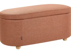 Beliani Panca contenitore imbottita HAYWARD Tessuto 98 cm 44 cm dorato Marrone