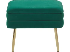 Outlet Beliani Panca contenitore imbottita ODESSA Velluto Verde scuro Oro Verde