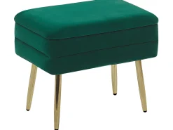 Outlet Beliani Panca contenitore imbottita ODESSA Velluto Verde scuro Oro Verde
