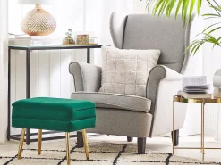Outlet Beliani Panca contenitore imbottita ODESSA Velluto Verde scuro Oro Verde
