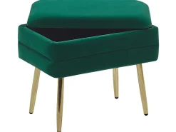 Outlet Beliani Panca contenitore imbottita ODESSA Velluto Verde scuro Oro Verde