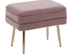 Beliani Panca contenitore imbottita ODESSA Velluto Rosa Rosa Oro