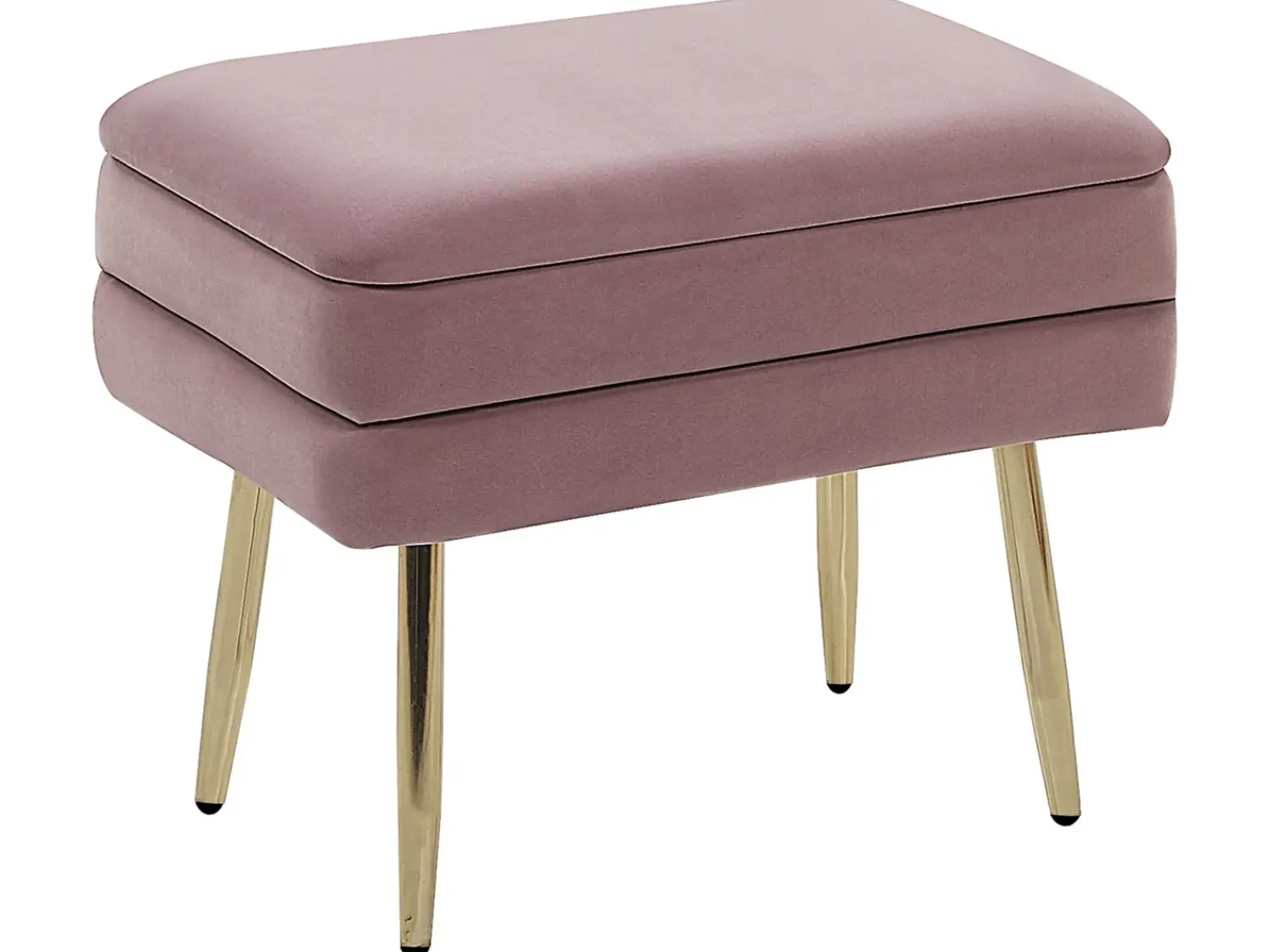 Beliani Panca contenitore imbottita ODESSA Velluto Rosa Rosa Oro
