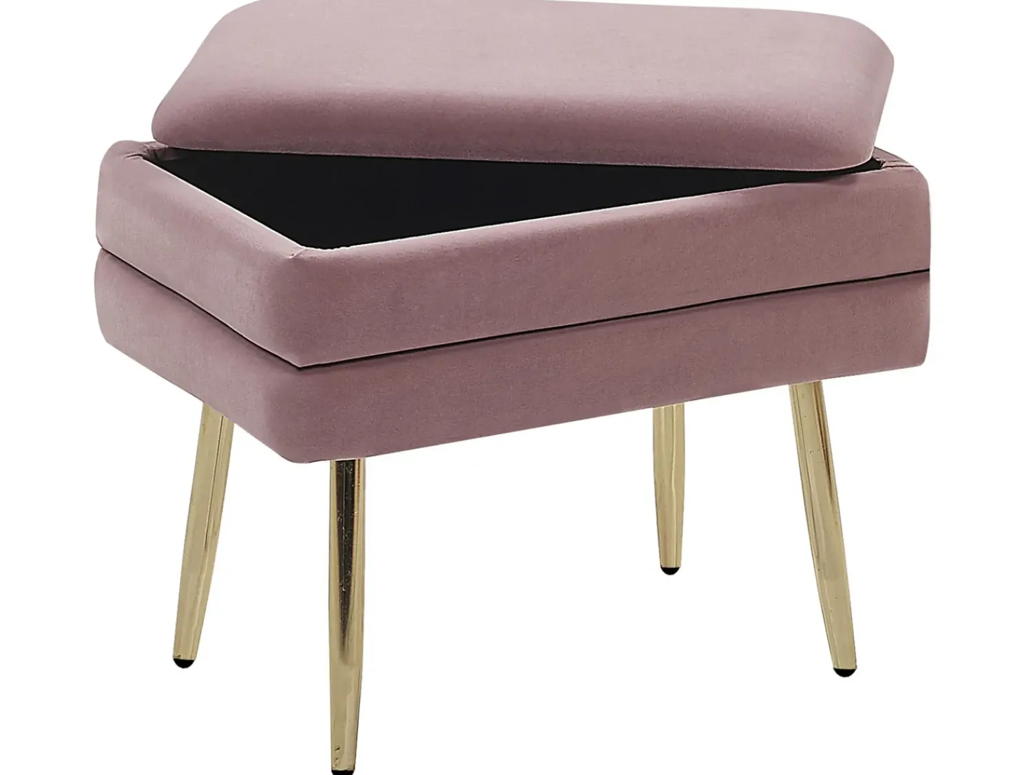 Beliani Panca contenitore imbottita ODESSA Velluto Rosa Rosa Oro