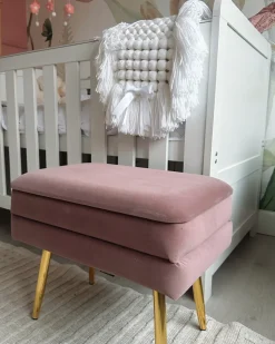 Beliani Panca contenitore imbottita ODESSA Velluto Rosa Rosa Oro