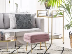 Beliani Panca contenitore imbottita ODESSA Velluto Rosa Rosa Oro